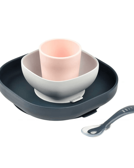 Beaba Silicone Suction Meal Set - Navy-1875027435704160256