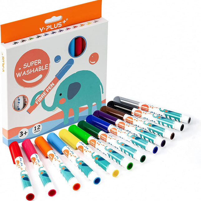 YPLUS Elephant Watercolor JUMBO Markers Set 12 Colours-1894516810909356032