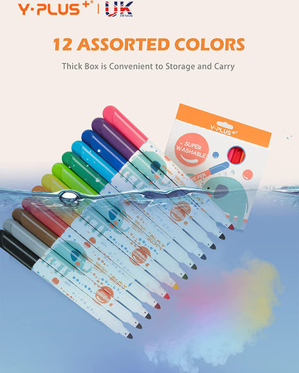 YPLUS Elephant Watercolor JUMBO Markers Set 12 Colours-1894516810909356034