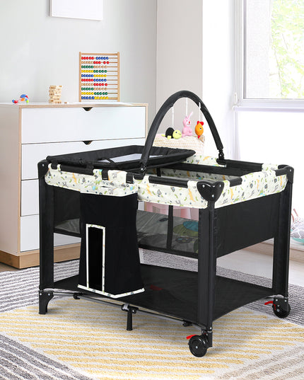 BoPeep Baby Cot Bed Crib Portable Bassinet Black-1864184323079540742
