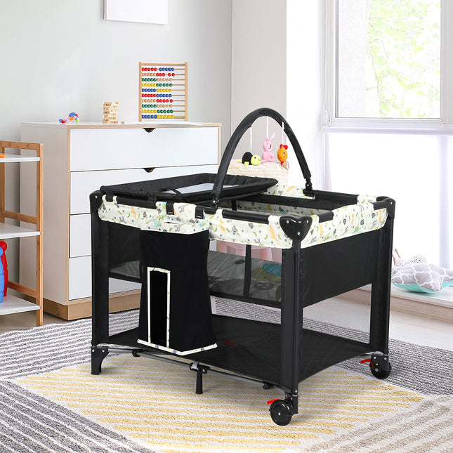 BoPeep Baby Cot Bed Crib Portable Bassinet Black-1864184323079540742