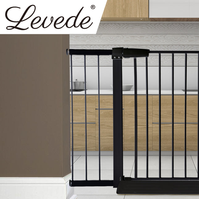 Levede Baby Safety Gate Adjustable Pet Black 20cm Extension-1864183161387356166