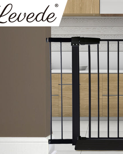 Levede Baby Safety Gate Adjustable Pet Black 10cm Extension-1864183161085366278