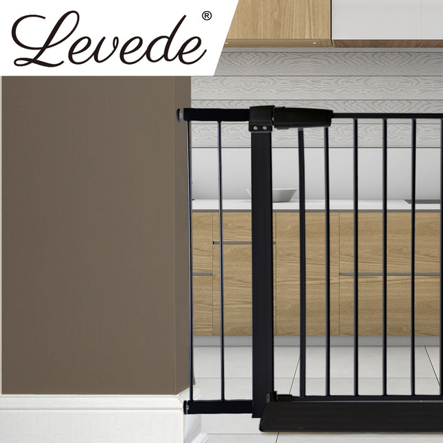 Levede Baby Safety Gate Adjustable Pet Black 10cm Extension-1864183161085366278