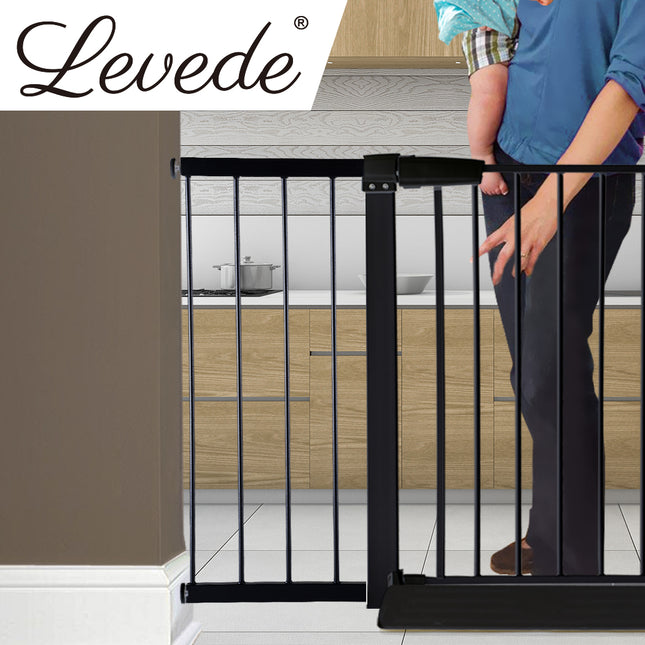 Levede Baby Safety Gate Adjustable Pet Black 30cm Extension-1864183161701928966
