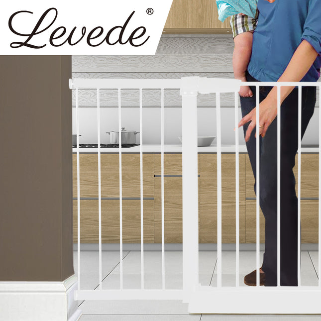 Levede Baby Safety Gate Adjustable Pet White 45cm Extension-1864183162184273926