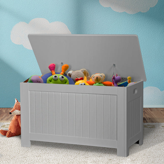 Levede Kids Toy Box Storage Chest Cabinet Grey-1864184635089620998