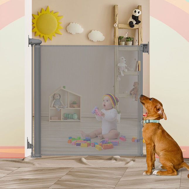 BoPeep Retractable Baby Safety Gates 150cm Grey 150 cm-1864184339366023174