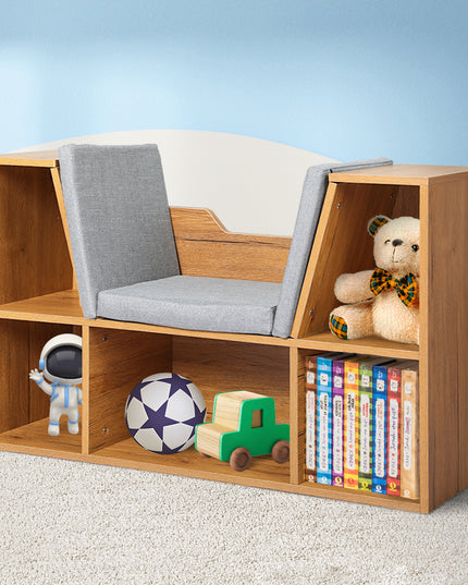 Levede Kids Bookcase Toys Box Shelf Brown-1864184635387416582