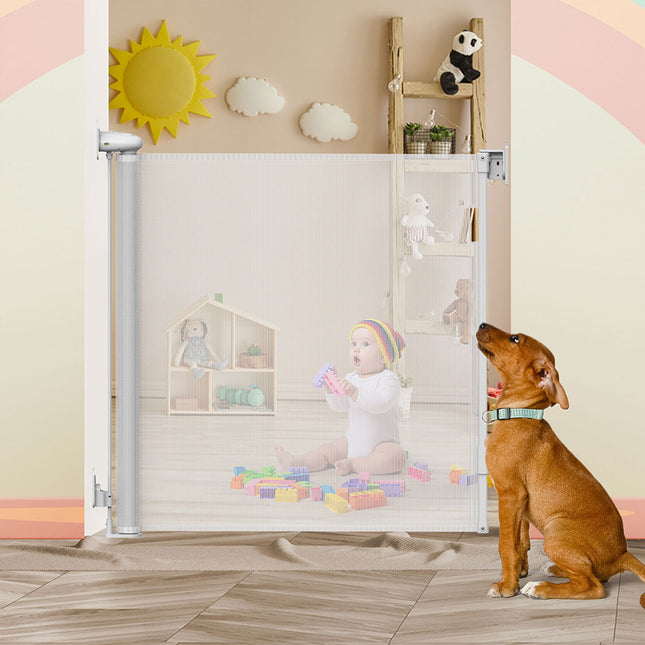 BoPeep Retractable Baby Safety Gates 150cm White 150 cm-1864184339508629510