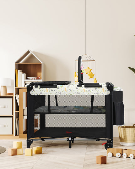 BoPeep Baby Cot Bed Crib Portable Bassinet Black-1864184323079540743