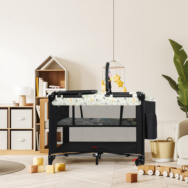 BoPeep Baby Cot Bed Crib Portable Bassinet Black-1864184323079540743