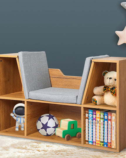Levede Kids Bookcase Toys Box Shelf Brown-1864184635387416583
