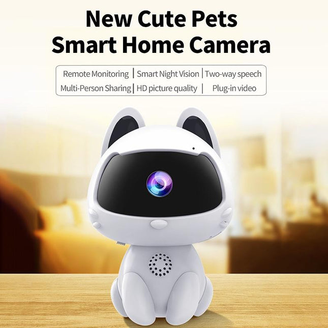 Smart Home Camera With Night Vision & Two-Way Voice & Motion Detection - Cute Pets White-1902560077827674114