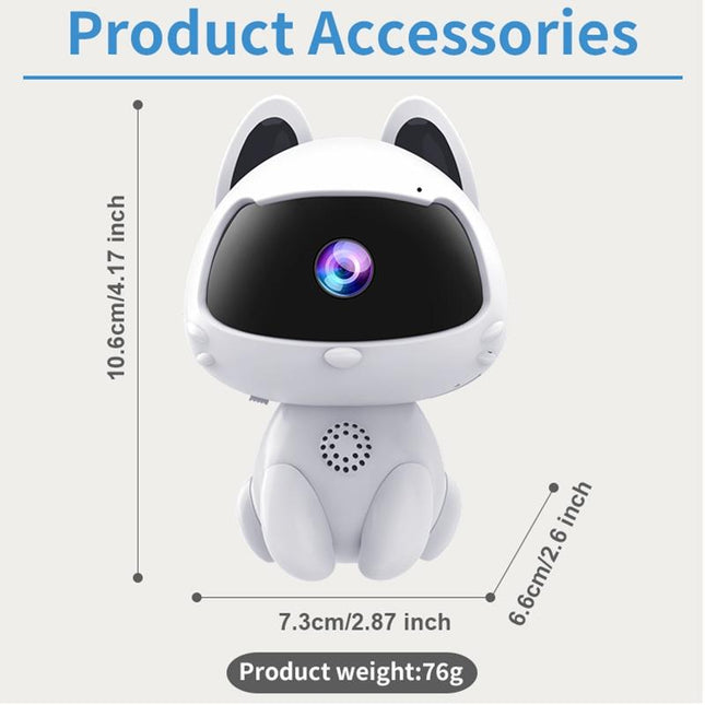 Smart Home Camera With Night Vision & Two-Way Voice & Motion Detection - Cute Pets White-1902560077827674113