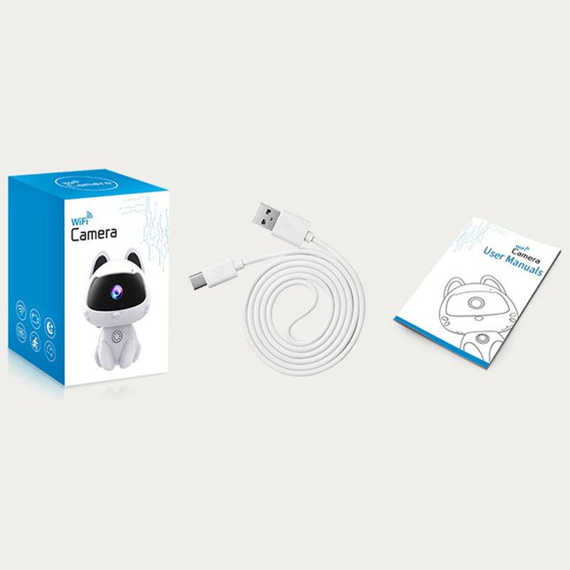 Smart Home Camera With Night Vision & Two-Way Voice & Motion Detection - Cute Pets White-1902560077827674116