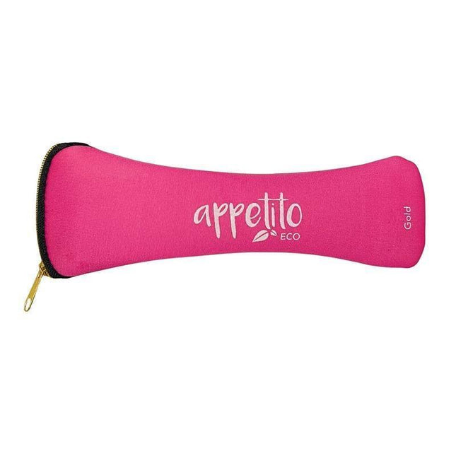 Appetito ? Stainless Steel Traveller?s Cutlery Set in Zippered Pouch Fuschia-1875027416934649857