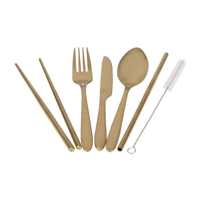 Appetito ? Stainless Steel Traveller?s Cutlery Set in Zippered Pouch Fuschia-1875027416934649858