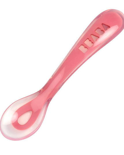 Beaba Silicone Suction Divided Plate & Spoon - Pink-1875027413986054145