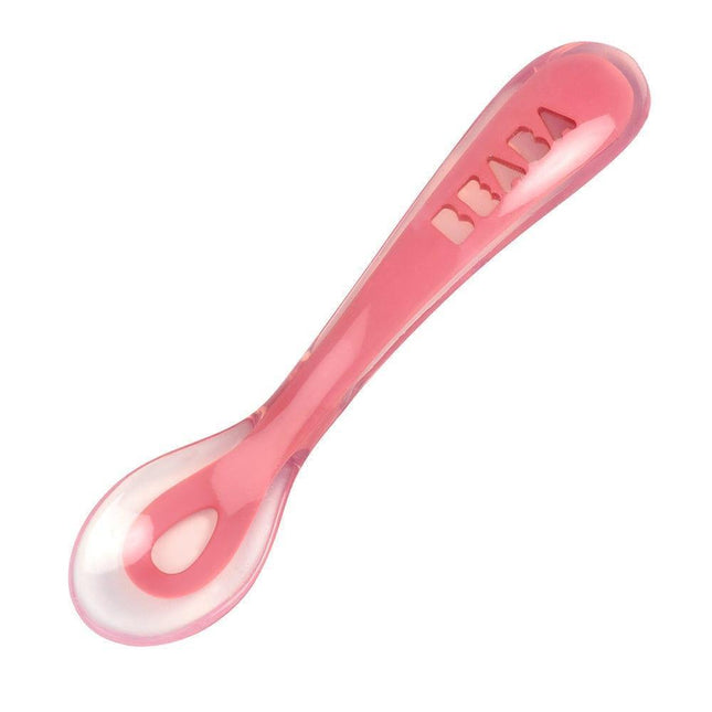 Beaba Silicone Suction Divided Plate & Spoon - Pink-1875027413986054145