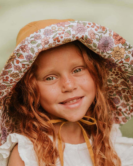 Bedhead Girls Wide- Brimmed Sun Bonnet Hat- Matilda/Maize S-1875027497142325251