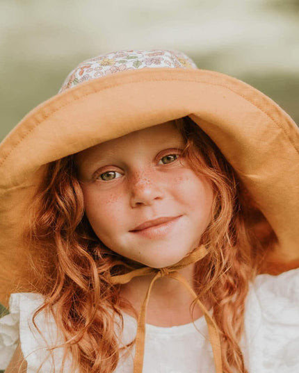 Bedhead Girls Wide- Brimmed Sun Bonnet Hat- Matilda/Maize S-1875027497142325252