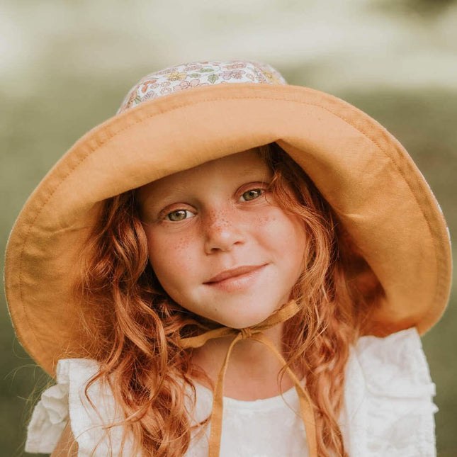 Bedhead Girls Wide- Brimmed Sun Bonnet Hat- Matilda/Maize S-1875027497142325252