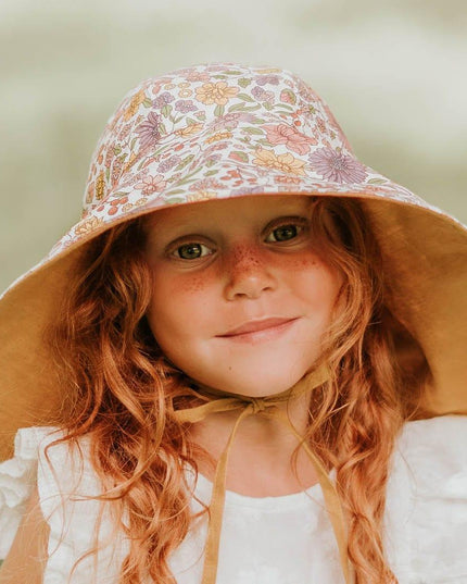 Bedhead Girls Wide- Brimmed Sun Bonnet Hat- Matilda/Maize S-1875027497142325254