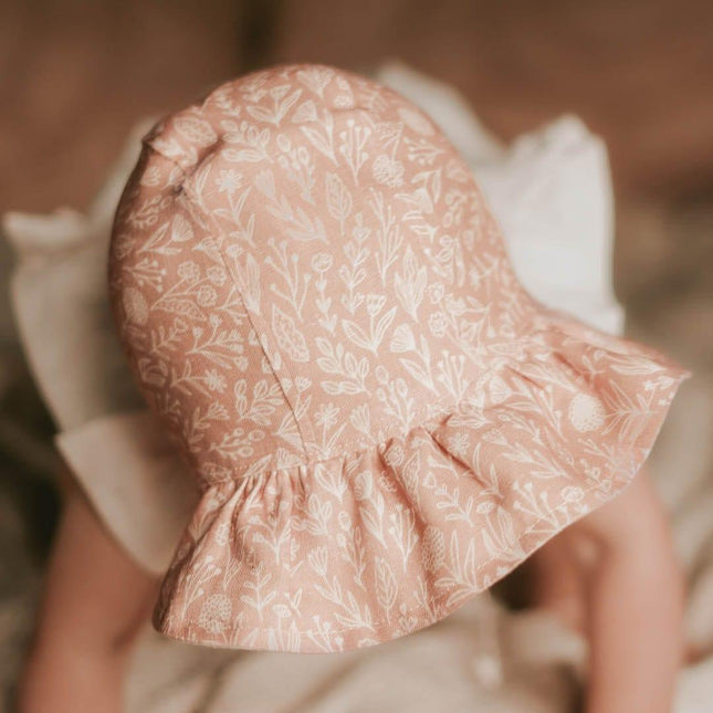 Bedhead Heritage Reversible Ruffle Bonnet Hat-Freya/Flax M-1875027434529755140