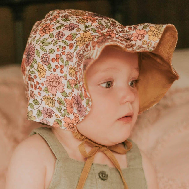 Bedhead Heritage Reversible Ruffle Bonnet Hat-Matilda/Maize M-1875027434676555782
