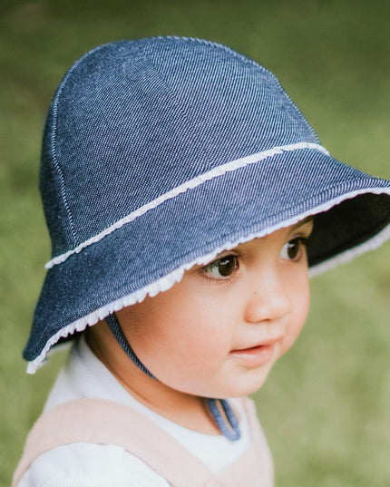 Bedhead Toddler Bucket Hat - Denim Ruffle Trim S-1875027489848430597