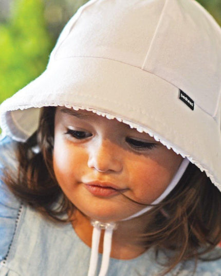 Bedhead Toddler Bucket Hat - White Ruffle Trim S-1875027489995231237