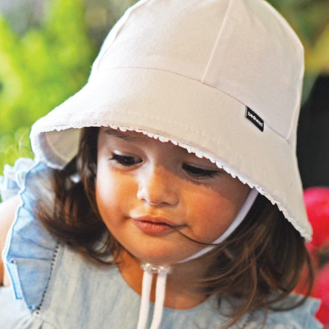 Bedhead Toddler Bucket Hat - White Ruffle Trim S-1875027489995231237