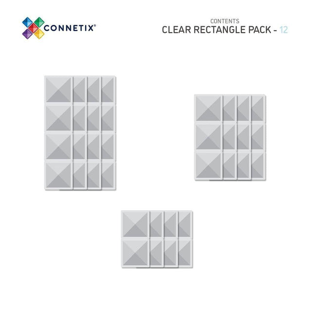 Connetix Tiles Clear Rectangle Pack 12 pc-1875027392246976513