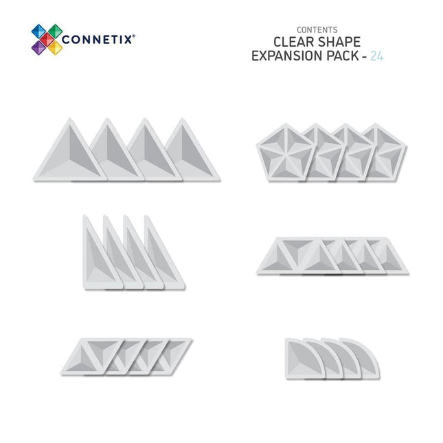 Connetix Tiles Clear Shape Expansion Pack 24 pc-1875027391810768897
