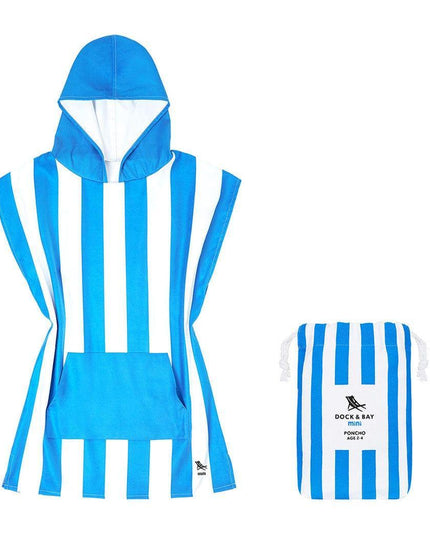 Dock & Bay KIDS Poncho Hooded Towel -Mini Cabana Collection-Bondi Blue XS (2-4yrs)-1875027437990055936