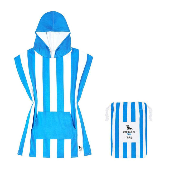 Dock & Bay KIDS Poncho Hooded Towel -Mini Cabana Collection-Bondi Blue XS (2-4yrs)-1875027437990055936
