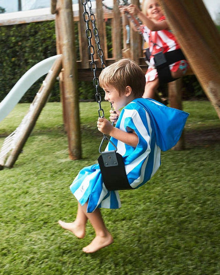 Dock & Bay KIDS Poncho Hooded Towel -Mini Cabana Collection-Bondi Blue S (4-7yrs)-1875027437277024256