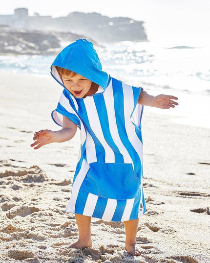 Dock & Bay KIDS Poncho Hooded Towel -Mini Cabana Collection-Bondi Blue XS (2-4yrs)-1875027437990055937