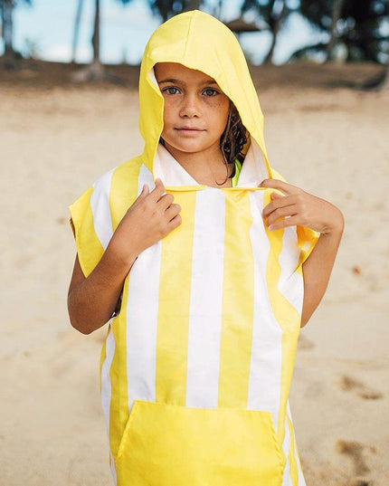 Dock & Bay KIDS Poncho Hooded Towel -Mini Cabana Collection-Boracay Yellow S (4-7yrs)-1875027437700648960