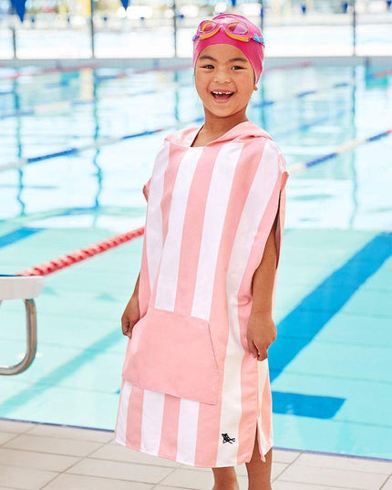 Dock & Bay KIDS Poncho Hooded Towel -Mini Cabana Collection-Malibu Pink M (7-10yrs)-1875027437415436289