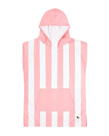 Dock & Bay KIDS Poncho Hooded Towel -Mini Cabana Collection-Malibu Pink M (7-10yrs)-1875027437415436290