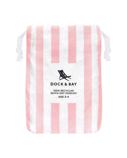 Dock & Bay KIDS Poncho Hooded Towel -Mini Cabana Collection-Malibu Pink M (7-10yrs)-1875027437415436291