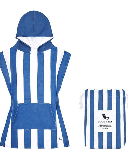 Dock & Bay KIDS Poncho Hooded Towel -Mini Cabana Collection-Whitsunday Blue XS (2-4yrs)-1875027438275268608