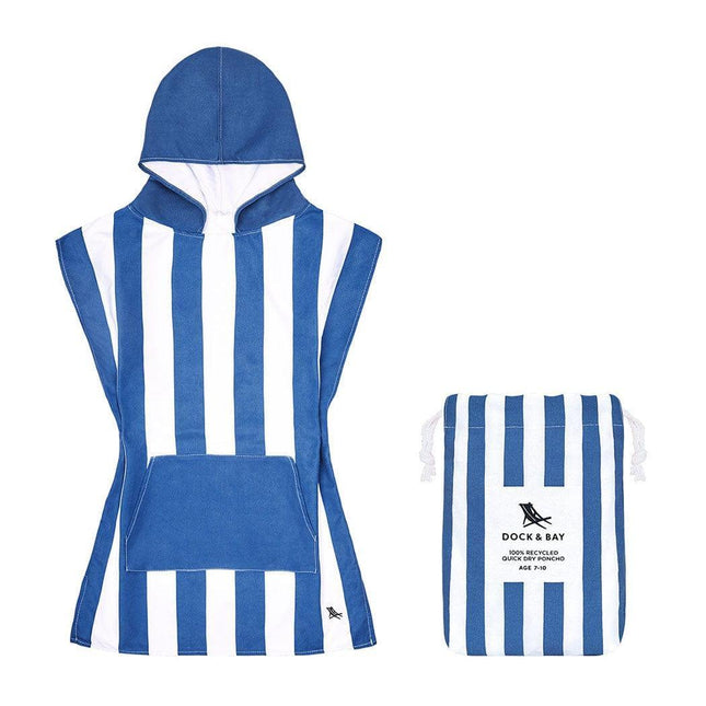 Dock & Bay KIDS Poncho Hooded Towel -Mini Cabana Collection-Whitsunday Blue XS (2-4yrs)-1875027438275268608