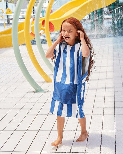Dock & Bay KIDS Poncho Hooded Towel -Mini Cabana Collection-Whitsunday Blue M (8-10yrs)-1875027437558042625