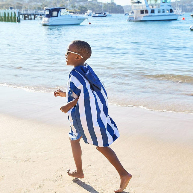 Dock & Bay KIDS Poncho Hooded Towel -Mini Cabana Collection-Whitsunday Blue XS (2-4yrs)-1875027438275268611
