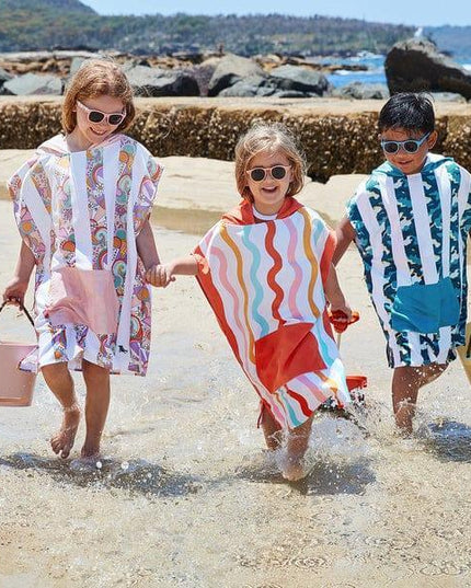 Dock & Bay KIDS Poncho Hooded Towel - Squiggle Face M (7-10yrs)-1875027438698893315
