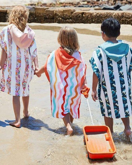 Dock & Bay KIDS Poncho Hooded Towel - Squiggle Face M (7-10yrs)-1875027438698893316