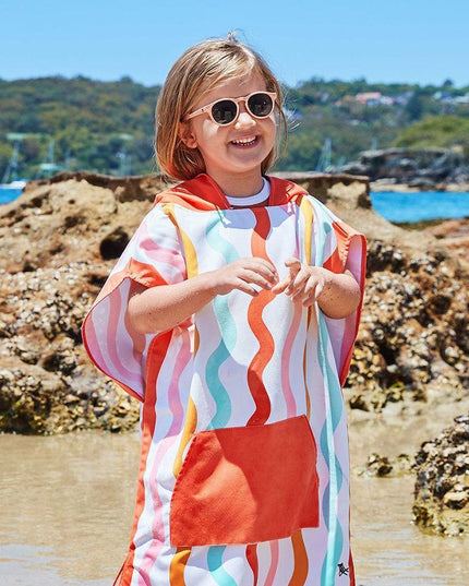 Dock & Bay KIDS Poncho Hooded Towel - Squiggle Face M (7-10yrs)-1875027438698893317